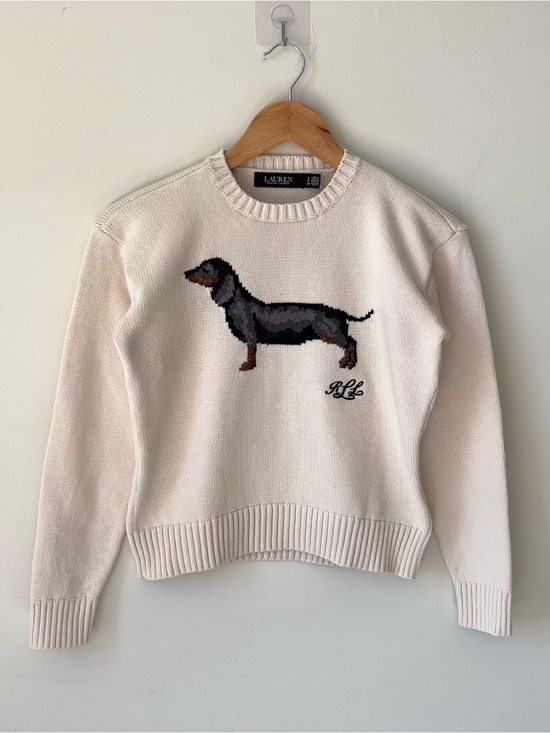 Ralph Lauren Sweaters - Lauren Ralph Lauren Intarsia Knit Dachshund Dog Cotton Sweater Size S Cream